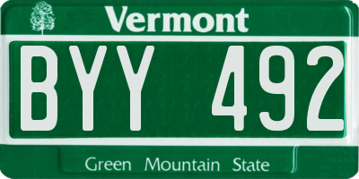 VT license plate BYY492