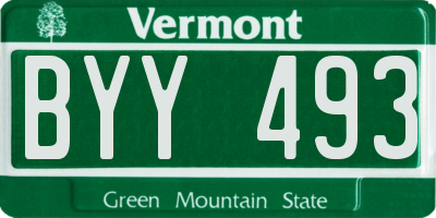 VT license plate BYY493