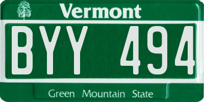 VT license plate BYY494