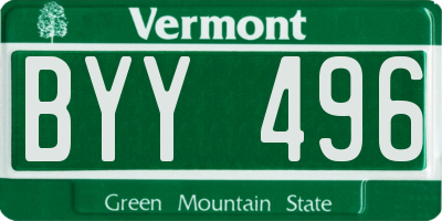 VT license plate BYY496