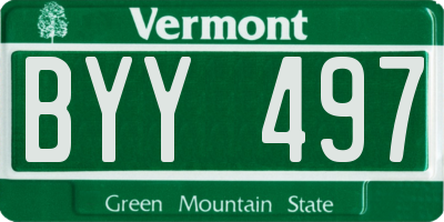 VT license plate BYY497