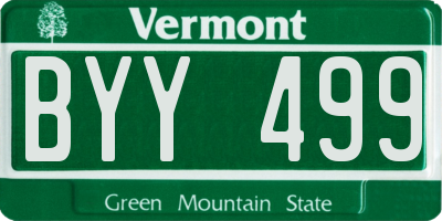 VT license plate BYY499