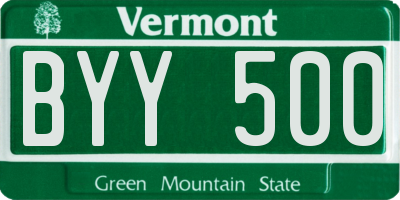 VT license plate BYY500