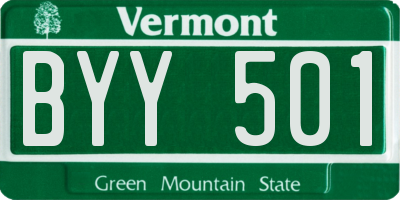 VT license plate BYY501