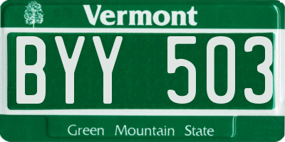 VT license plate BYY503