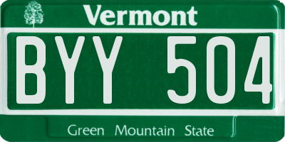 VT license plate BYY504