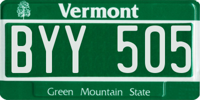 VT license plate BYY505