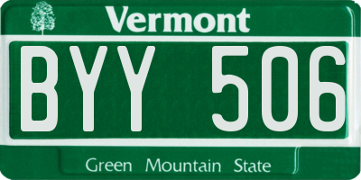 VT license plate BYY506