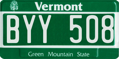 VT license plate BYY508