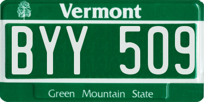 VT license plate BYY509