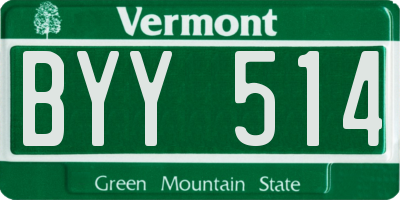 VT license plate BYY514