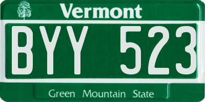 VT license plate BYY523