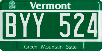 VT license plate BYY524