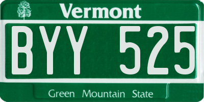 VT license plate BYY525