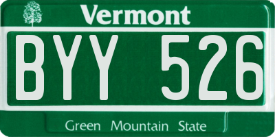 VT license plate BYY526
