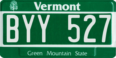 VT license plate BYY527