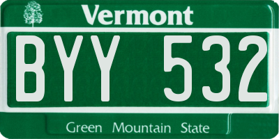 VT license plate BYY532