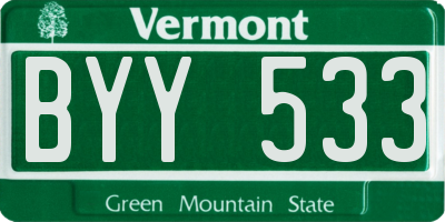 VT license plate BYY533