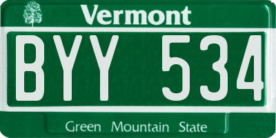 VT license plate BYY534