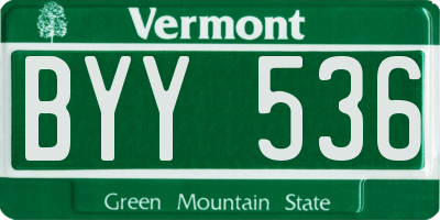 VT license plate BYY536