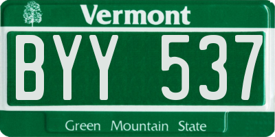 VT license plate BYY537