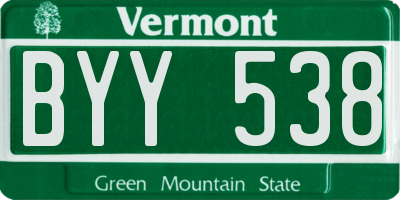 VT license plate BYY538