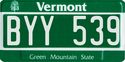 VT license plate BYY539
