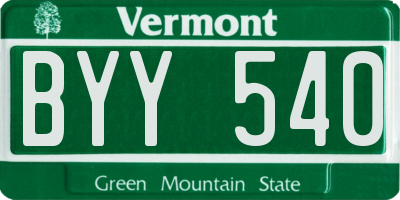 VT license plate BYY540