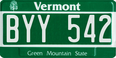 VT license plate BYY542