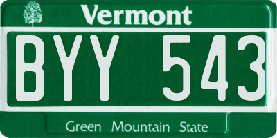 VT license plate BYY543