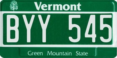 VT license plate BYY545