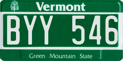 VT license plate BYY546