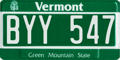 VT license plate BYY547