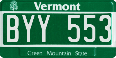VT license plate BYY553