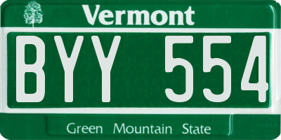 VT license plate BYY554
