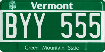 VT license plate BYY555