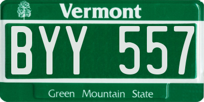 VT license plate BYY557