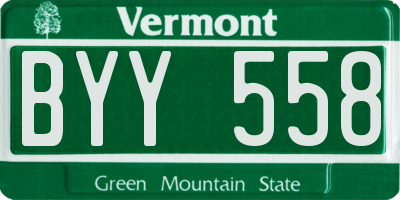VT license plate BYY558