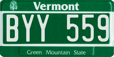 VT license plate BYY559