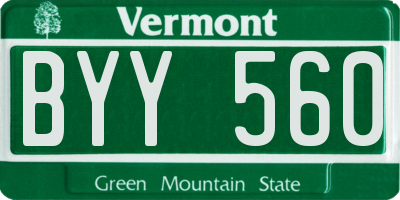 VT license plate BYY560