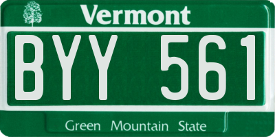 VT license plate BYY561