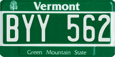 VT license plate BYY562