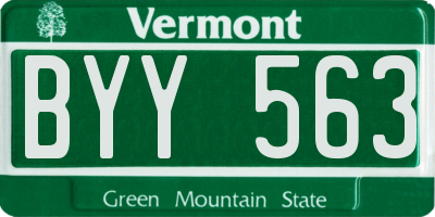 VT license plate BYY563
