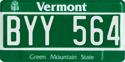 VT license plate BYY564