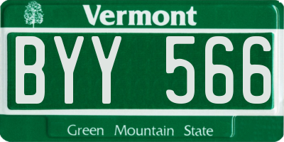 VT license plate BYY566