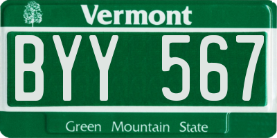 VT license plate BYY567