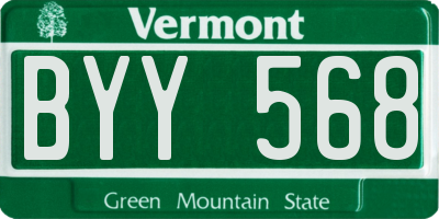 VT license plate BYY568