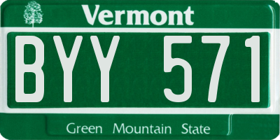 VT license plate BYY571