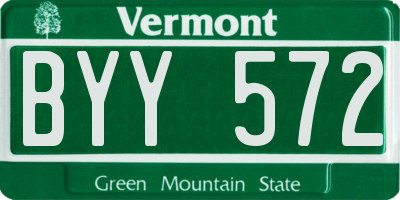 VT license plate BYY572
