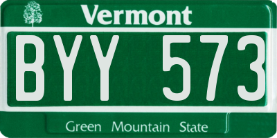 VT license plate BYY573